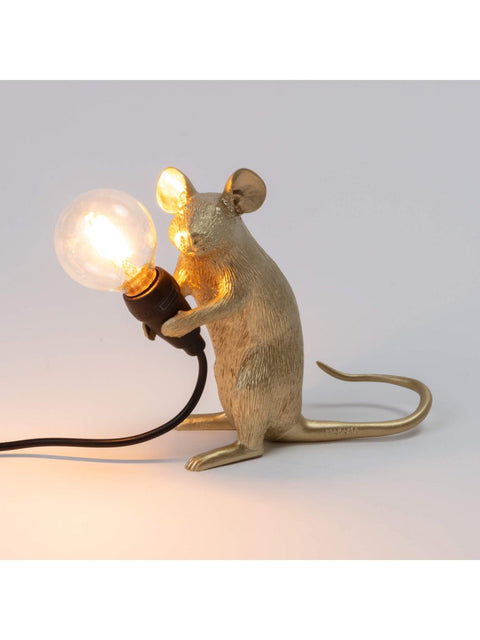 SELETTI LAMP MOUSE GOLD ART 15231