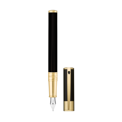 FOUNTAIN PEN ST DUPONT D-INITIAL BLACK/GOLD ART 260205