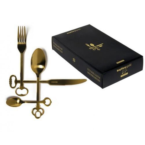 SET 24 POSATE SELETTI ACCIAIO INOX 18/0 GOLD KEYTLERY ART 07374