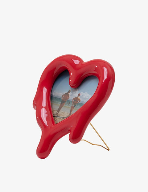 SPECCHIO CORNICE IN PORCELLANA E VETRO MELTED HEART RED CM. 30 H.35  SELETTI