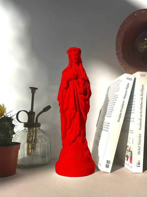 ROSSO J'AI VU LA VIERGE STATUETTA MADONNA CON BAMBINO CM 29