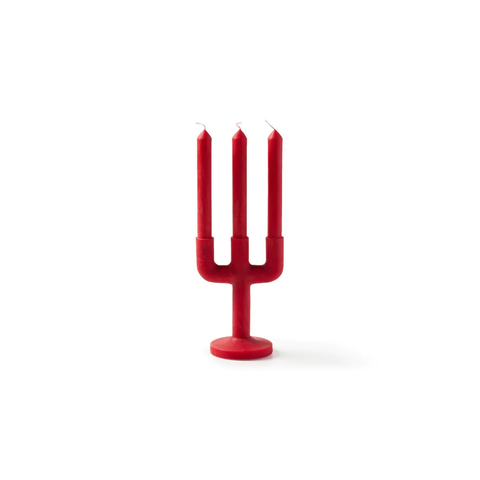 CANDLESTICK 3 FLAMES H 30 RED COLOR