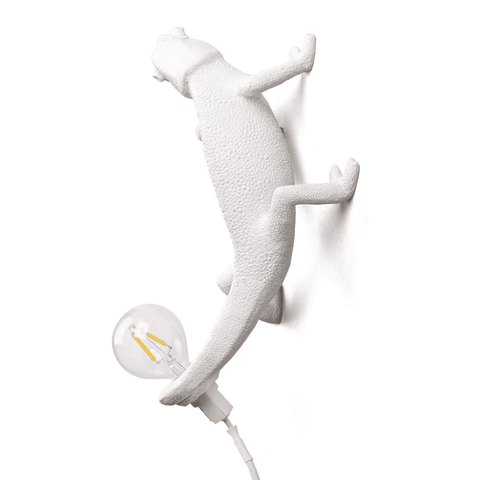 RESIN LAMP SELETTI CHAMELEON LAMP LEFT GOING UP WHITE ART. 15092