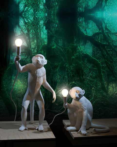 SELETTI RESIN LAMP MONKEY LAMP Cm.37X20,5 H.76,5 HANGING LEFT HAND