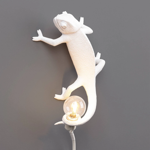 RESIN LAMP SELETTI CHAMELEON LAMP LEFT GOING UP WHITE ART. 15092