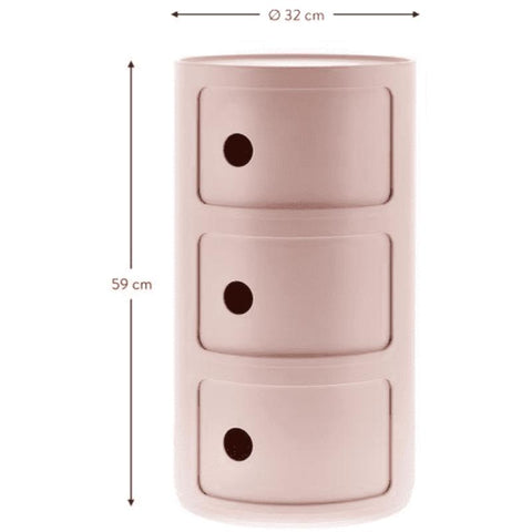 COMODINO COMPONIBILE 3 ELEMENTI BIO 05970/RO KARTELL PINK