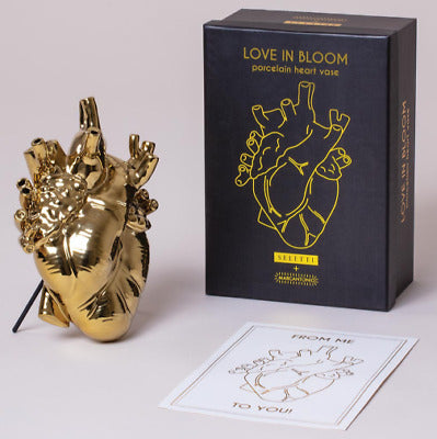 SELETTI LOVE IN BLOOM GOLD 09921 PORCELAIN VASE