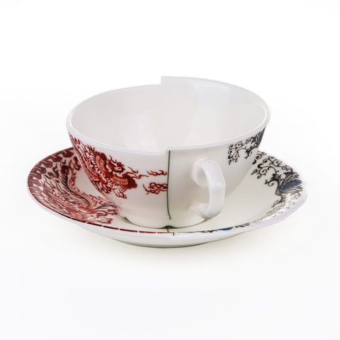 TEA CUP WITH SAUCER IN PORCELAIN SELETTI HYBRID ZORA ART 09744