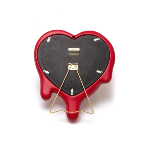 MIRROR FRAME IN PORCELAIN AND GLASS MELTED HEART RED CM. 30 H.35 SELETTI