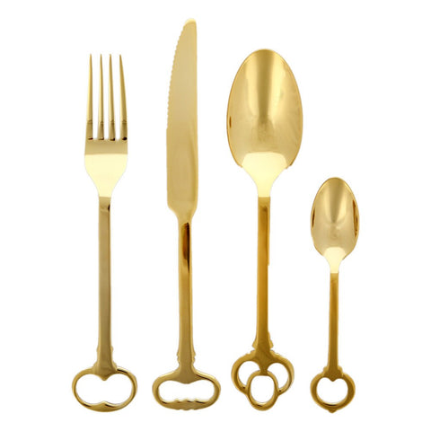 SET 24 CUTLERY SELETTI STAINLESS STEEL 18/0 GOLD KEYTLERY ART 07374