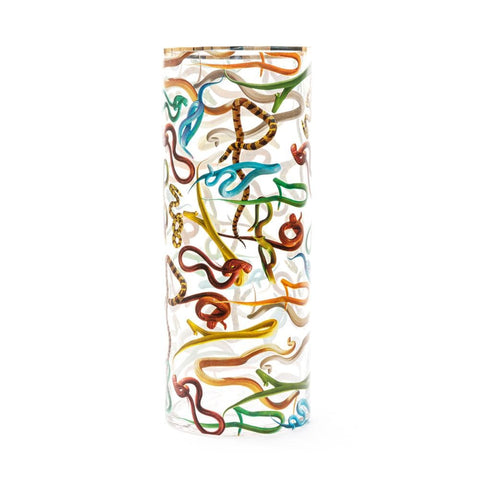 "VASO IN VETRO TOILETPAPER SELETTI DIAM. CM. 20 H.50 SNAKES ART. 14201"