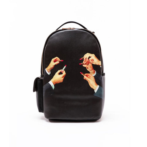 "SELETTI BACKPACK TOILETPAPER LIPSTICK BLACK ART 02350"