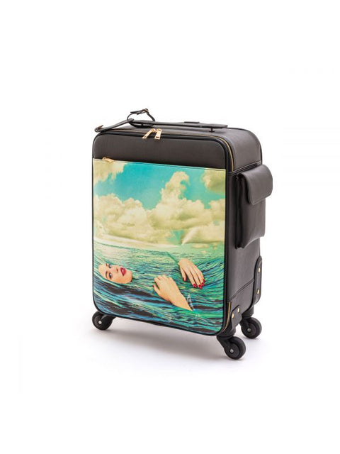 "TROLLEY IN SIMILPELLE TOILETPAPER CM. 40X25 H 55 SEA GIRL SELETTI"