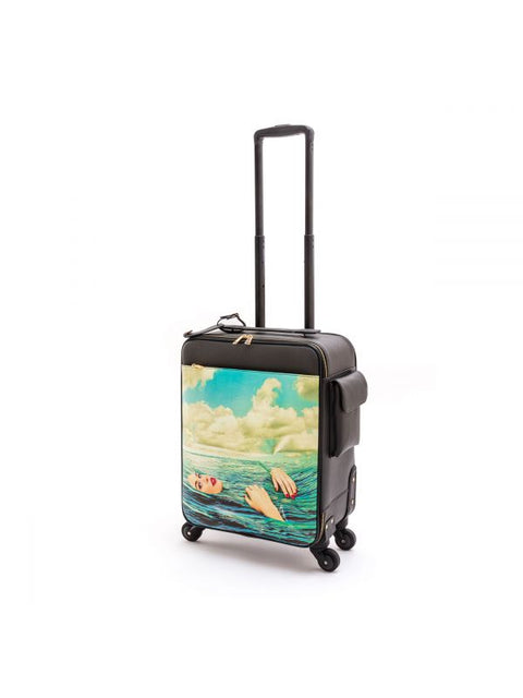 "TROLLEY IN SIMILPELLE TOILETPAPER CM. 40X25 H 55 SEA GIRL SELETTI"