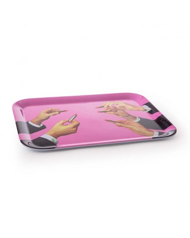 "SELETTI MELAMINE TRAY 32X43,5 LIPSTICK PINK ART 19030"