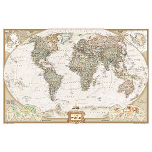 WORLD MAP ON LINNEN 38X58 X 3 CM